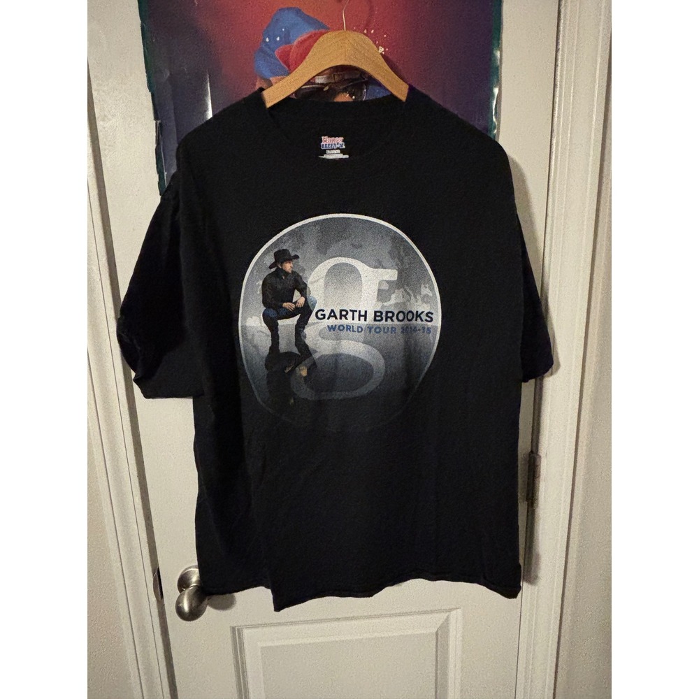 Garth Brooks World Tour 2014-15 T-Shirt Mens XL Black Hanes Beefy-T Concert Tee